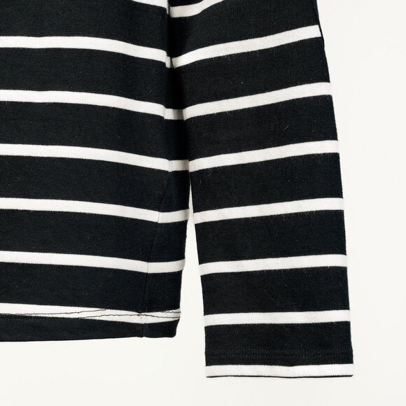 Band of Outsiders Black & White Striped Cotton 3/4-Sleeve T-Shirt - Picture 6 of 10